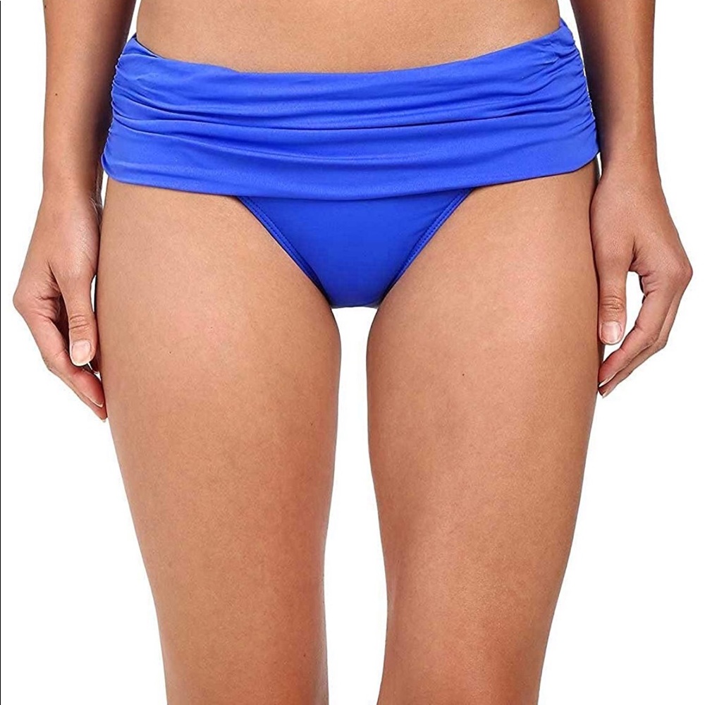 Lauren Ralph Lauren wide band hipster bikini blue navy bathing suit bottom 16